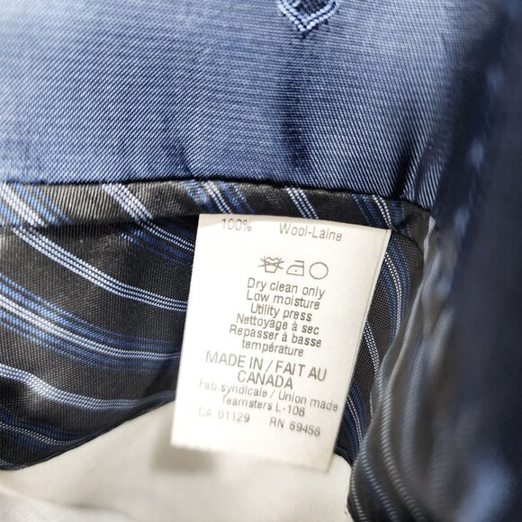 John Varvatos Men's 44R Wool Blazer Navy Check Notch Lapel & Two-Button‎ Closure - Picture 6 of 10